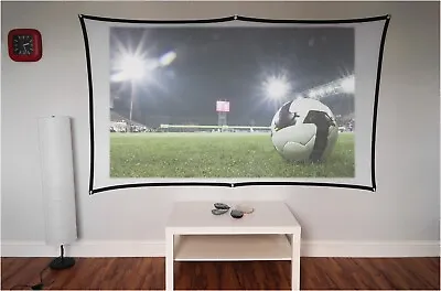 Foldable Projector Screen Curtain 100  16:9 White Indoor & Outdoor Easy Set Up • £9.99