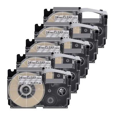 £28.79 • Buy 5PK Black On Clear Tape Cartridge XR-24X For Casio KL8200 EZ Label Printer