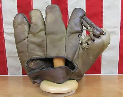 Vintage 1930s Leather Baseball Glove Split Finger Fielders Mitt Antique Display • $62.10