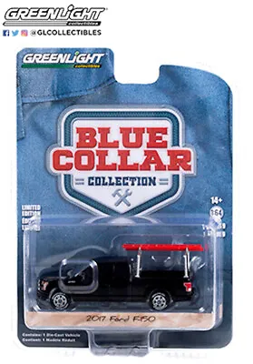 1/64 Greenlight 2017 Ford F-150 With Ladder Rack - Black - Blue Collar Series 9 • $12.42