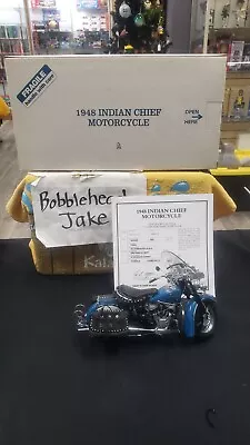 Cib 1948 Indian Chief Motorcycle Replica Blue Danbury Mint Complete In Box Coa • $189.99