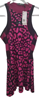 NWT ADIDAS X STELLA MCCARTNEY TENNIS DRESS SHOCK PINK BLACK ANIMAL PRINT Large • $49.99