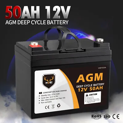 MOBI 50AH 12V AGM Battery Deep Cycle Mobility Scooter Golf Cart Camping Volt • $129.95