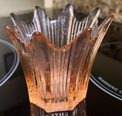 Vintage Viking Glass Flower Vase Orange Textured-Original Label-Candy Dish-3” • $9.95