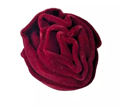 Vintage Burgandy Velvet Decorative Fabric Rose Flower • $4.99