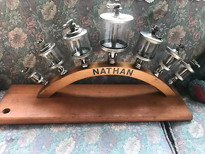 Antique NATHAN MFG. CO. STEAM / GAS BRASS ENGINE OILER DEALERS DISPLAY 7 OILERS • $549