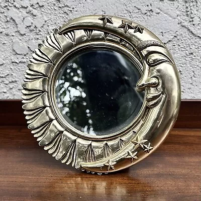 Vintage Gold Celestial Moon Wall Hanging Or Tabletop Accent Mirror 7.5” • $49.99