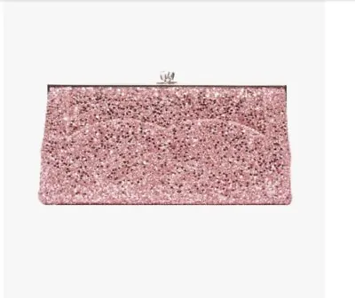 Victoria Beckham Pink Glitter Pochette Sweetheart Cut Clutch • $425