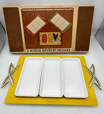 Vintage MCM 1950’s Serving Tray Set Yellow New In Box Mid Century Modern • $9.99