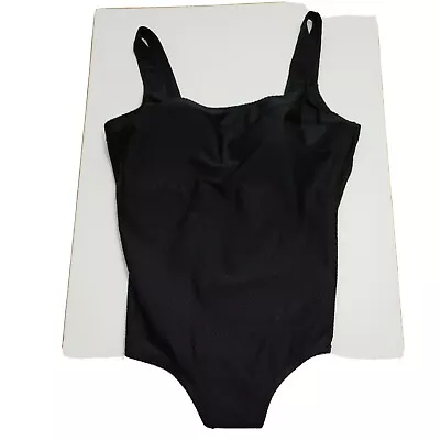 VTG Baltex Maillot Body System Black One Piece Swimsuit Sz 18 C/D Cup RN 76199 • $21.50