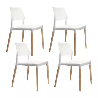 Artiss Dining Chairs White Stackable Set Of 4 • $151.34