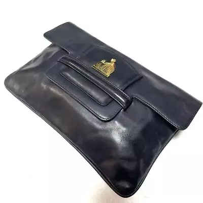 LANVIN Man Clutch Bag Antique Second Bag Leather Vintage Black Woman Unisex • $118.60