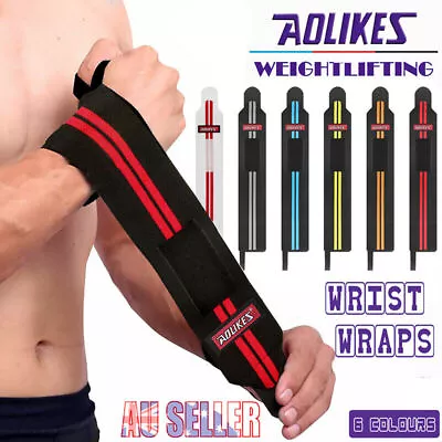 Weight Lifting Gym Muscle Training Wrist Support Straps Wraps Bodybuilding AU    • $9.02