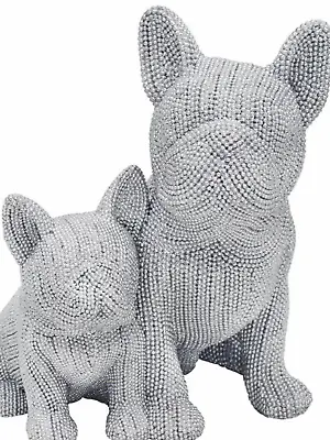 £29.99 • Buy French Bulldog Dog Mum Baby Pet Silver Diamanté Ornament Art Couple Present Gift
