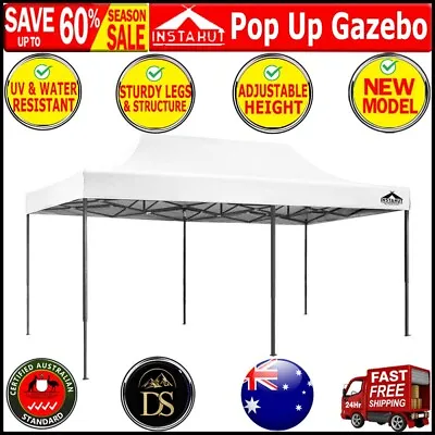 Instahut Gazebo Pop Up Marquee 3x6m Outdoor Tent Folding Wedding Gazebos White • $199.33