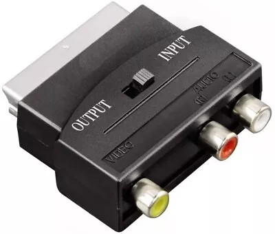 £3.40 • Buy SCART To Phono Adaptor 3 RCA Composite Video With In/Out Direction Switch Black