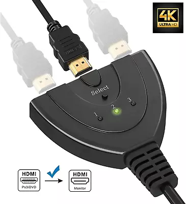 4K 3 Port HDMI Female Splitter Cable Multi Switch Switcher Hub TV PS4/PS5 XBOX • £4.88