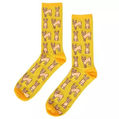 Mens Cotton French Bulldog Socks Uk 7-11 Frenchie Dog Gift Mustard FREE SHIPPING • £4.95