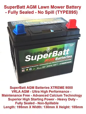 SuperBatt 32 AGM L Lawn Mower Battery TYPE 895 - COUNTAX C Series Garden Tractor • £49.99