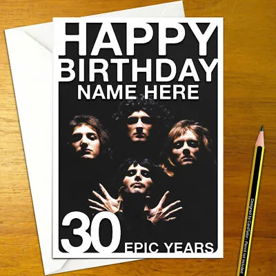 QUEEN Personalised Birthday Card - A5 British Rock Freddie Mercury Personalized • £3.79