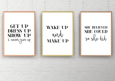 SET OF 3 A4 DRESSING ROOM PRINTS. Wall Art Poster Picture Prints Makeup Fashion • £8