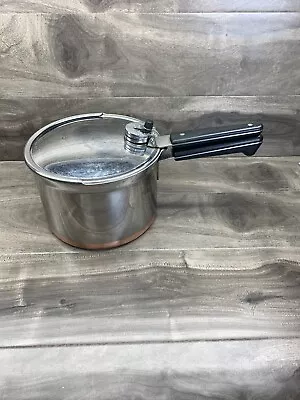 Vintage 1801 REVERE WARE Pressure Cooker 4 Qt Copper Clad Bottom Stainless Steel • $22.49