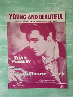 ELVIS PRESLEY 1957 Sheet Music Young & Beautiful Schroeder Silver Jailhouse Rock • $18.70