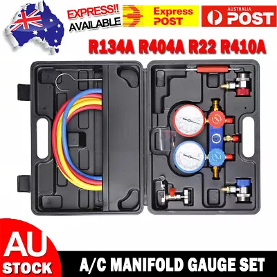 R134A R404A R22 R410A AC A/C Manifold Gauge &Hose Set Charging Or Diagnostic AU • $76