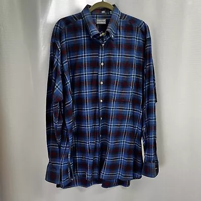 Maus &Hoffman Mens Blue Plaid Button Down Shirt XL • $25