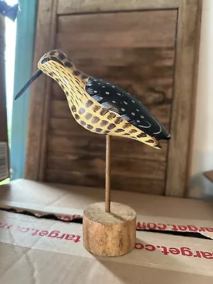 Vintage Hand Carved Wooden Shore Bird Statue Hand Painted Beautifully Done • $49.99