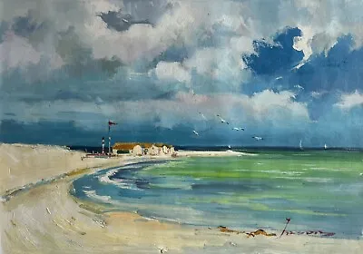 Beach & BoatsOceanOriginal Oil Painting By Jason   71 X 51 Cm • $299.99