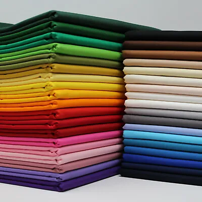 £2.50 • Buy 100% Cotton Fabric Sheeting Plain Solid Colours Per Metre, Fat Quarters, Samples
