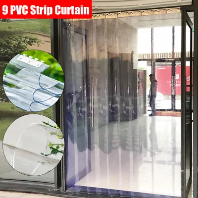$47.50 • Buy 9 Packs Set PVC Curtain Freezer Clear Plastic Strip Door Window Hanging Rail Kit