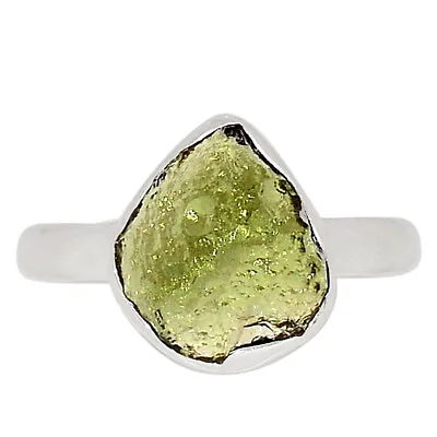 Natural Genuine Czech Moldavite 925 Sterling Silver Ring Jewelry S.6 ALLR-25105 • $32.99