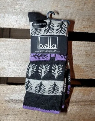 B. Ella Ladies Cashmere Wool Angora Blend Socks Adeline Caviar USA MADE • $18