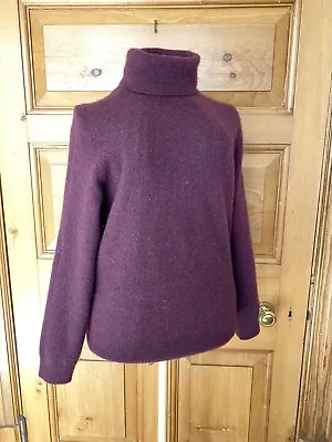 100% Cashmere Polo Neck Rum Colour Jumper Size 12 Bust 36  L 22  Some Shrinkage • £12.99