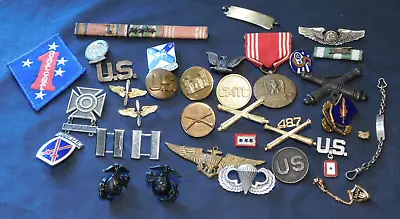 Lot US Military Pins WWI WWII - Vietnam USMC Army USN W/ Some Sterling • $11.50