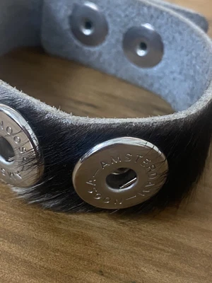 $19 • Buy Genuine Noosa Amsterdam Cowhide Wrap Bracelet,  Black/White, Size M