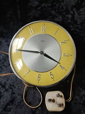 Vintage Metamec Wall Clock 18cm Electric Yellow Chrome Surround Spares/ Repair  • £9.99