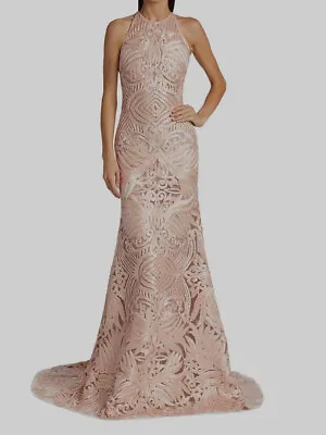 $8495 Naeem Khan Women's Pink Resort Ribbon-Embroidered Gown Size 12 • $2378.78