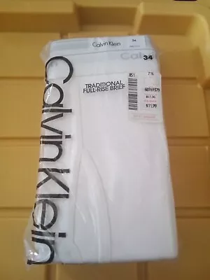 Vintage 1994 NEW Calvin Klein Mens 34 Full Rise Brief 3Pk White U2000 • $65