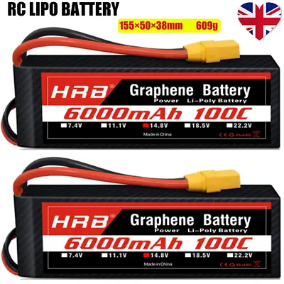 £137.99 • Buy 2pcs HRB 14.8V 4S LiPo Battery 6000mAh XT90 For RC Drone Car Helicopter Boat