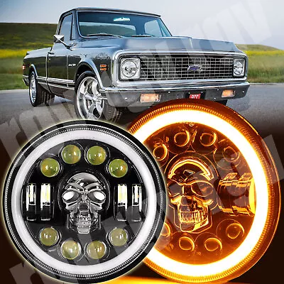 7  Inch RGB LED Headlights Halo Angel Eyes DRL For Chevy C10 Camaro Pickup Truck • $56.99