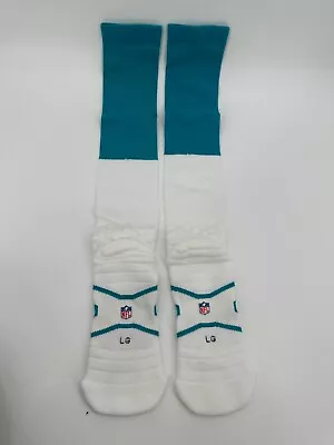 2015 Miami Dolphins Team Issued Nike On Field Aqua/white Nfl Socks All Sizes New • $4.99