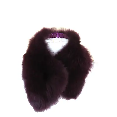 Genuine Burgundy Norwegian Fox Fur Collar Stole Shoulder Wrap Scarf Boa Caplet • $78.99