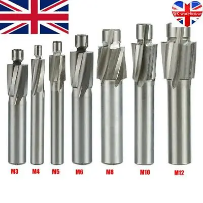M3-M10 HSS Counterbore End Mill 4Flute Pilot Slotting Tool For Milling UK • £7.38