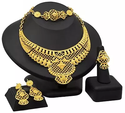 24K Dubai Gold Plated Jewelry Set For Women Wedding Jewelry Set African Jewelr • $19.99