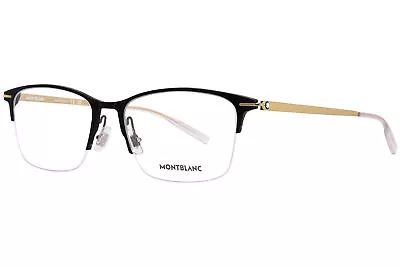 Mont Blanc MB0284OA 003 Titanium Eyeglasses Frame Men's Black/Gold Semi Rim 54mm • $169.95