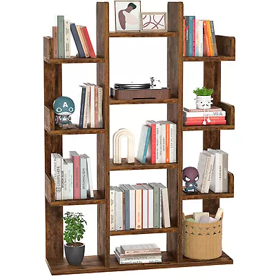 Industrial 5 Shelf Wood Bookcase Bookshelf Storage Display Rack Book Shelving US • $79.99