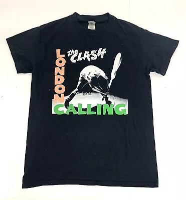 The Clash London Calling Graphic Print Black Punk Rock Band T-Shirt Size XS • £9.99